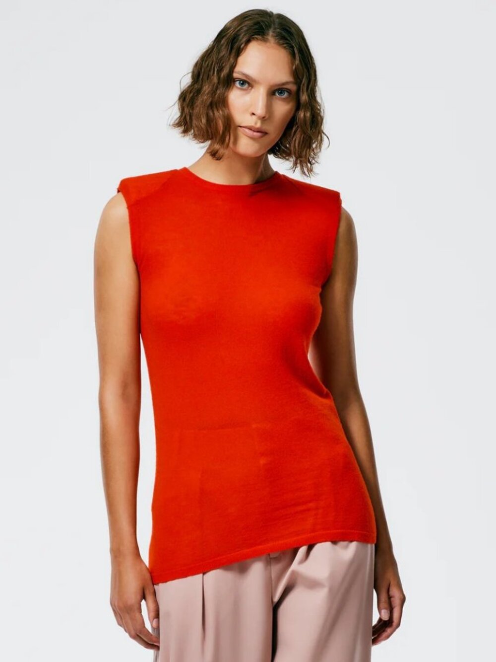 TIBI Skinlike Mercerized Wool Tube Tank Size XS Red